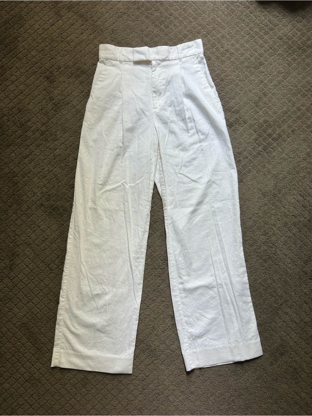Banana Republic White Linen Blend Wide-Leg Trousers